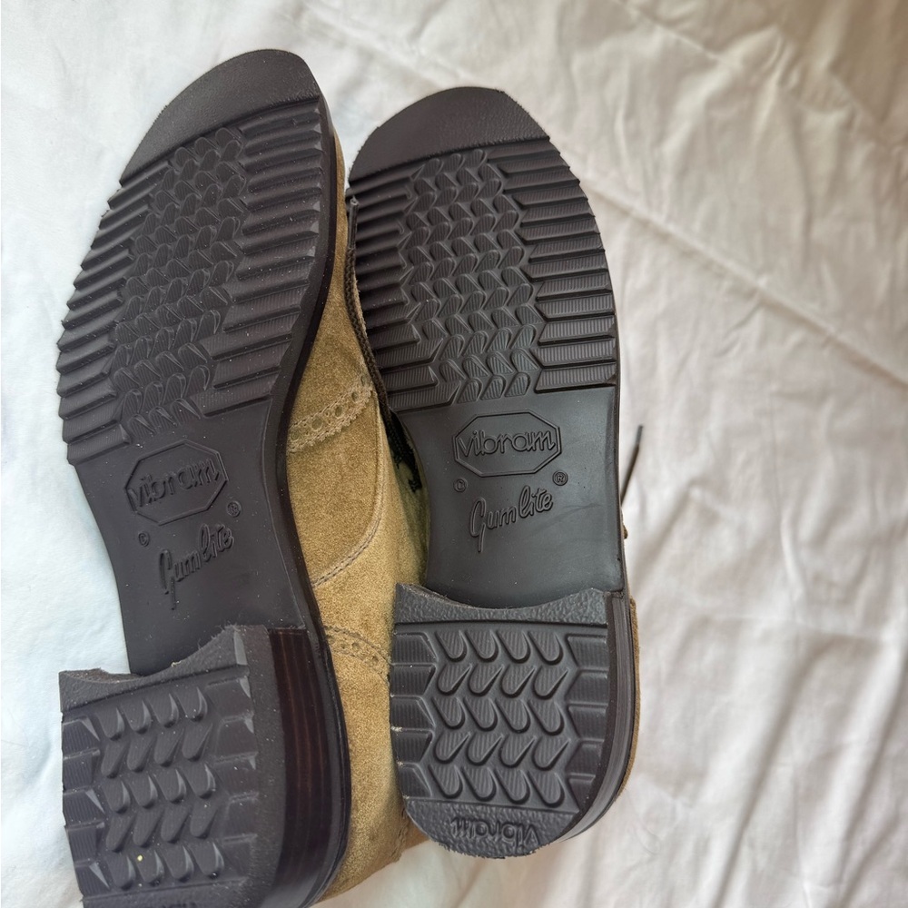 Women's Brown Suede Combat Boots - Picture 5 of 6